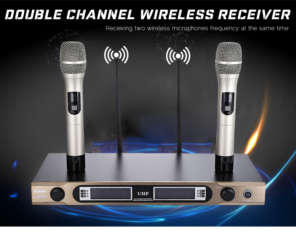 WEISRE U - 3316 720 - 770MHz UHF Dual Channel Transmitter Karaoke Professional Wireless Handheld Microphone Set WEISRE U - 3316 720 - 770MHz UHF Dual Channel Transmitter Karaoke Professional Wireless Handheld Microphone Set