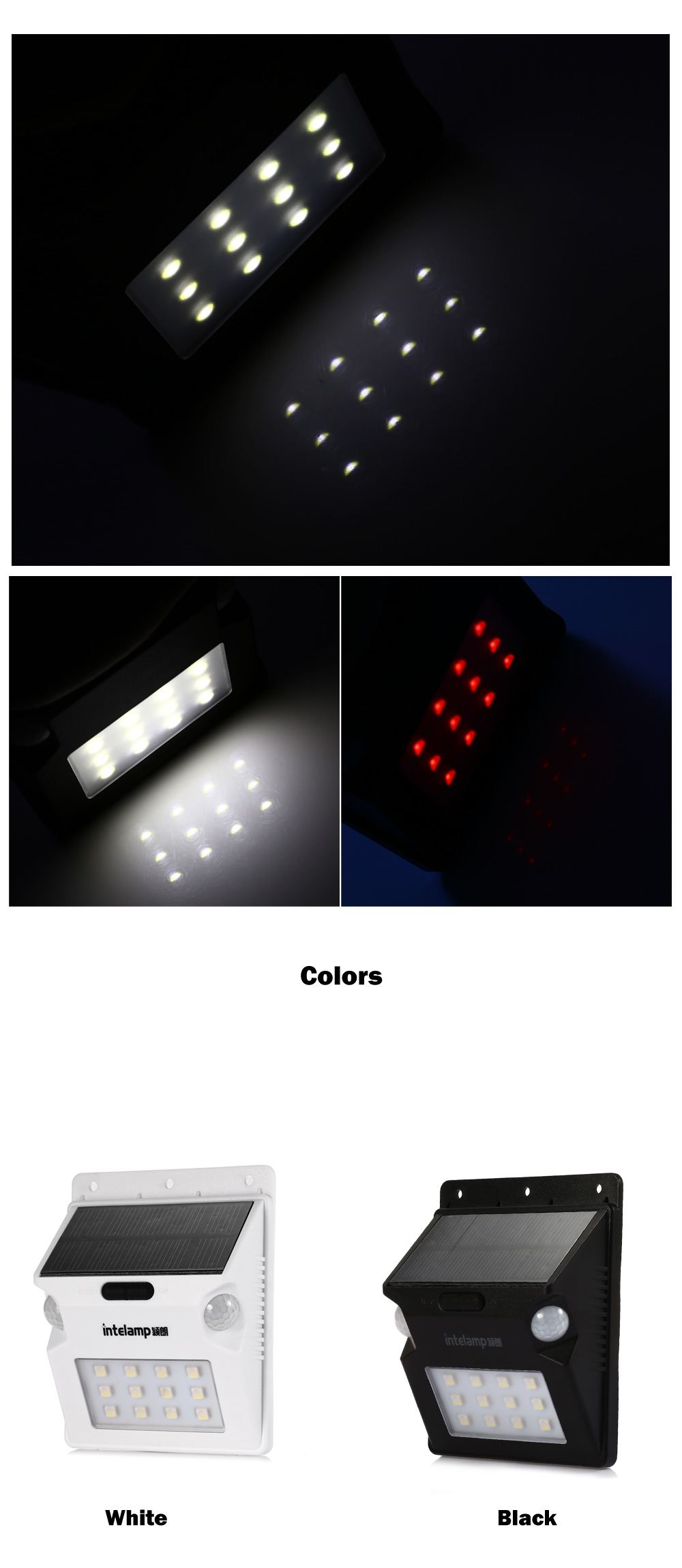 12 LEDs Solar Powered Motion Sensor Light Wall Lamp 12 LEDs Solar Powered Motion Sensor Light Wall Lamp