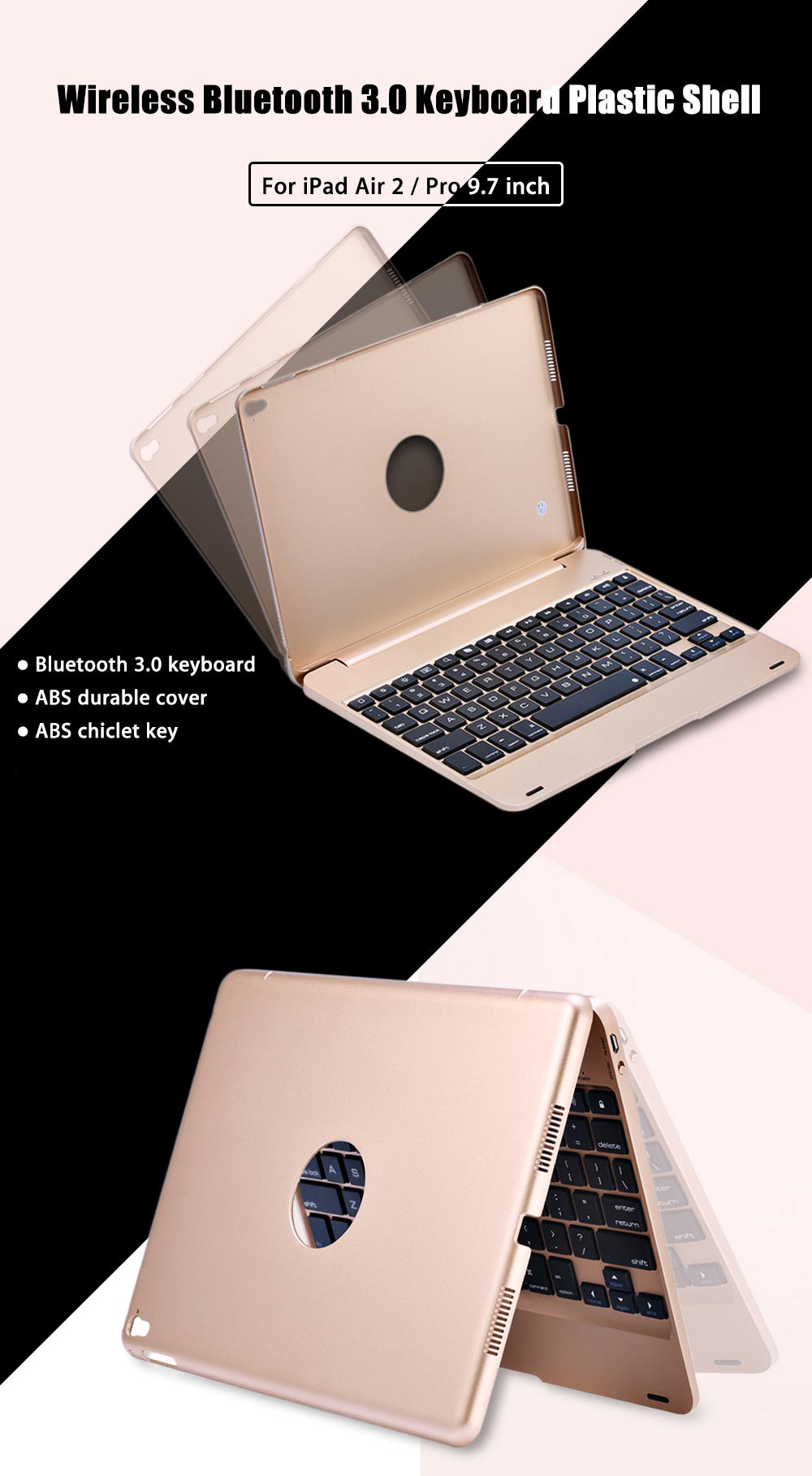 Wireless Bluetooth 3.0 ABS Keyboard Plastic Protective Case for iPad Air 2 / Pro 9.7 inch Wireless Bluetooth 3.0 ABS Keyboard Plastic Protective Case for iPad Air 2 / Pro 9.7 inch