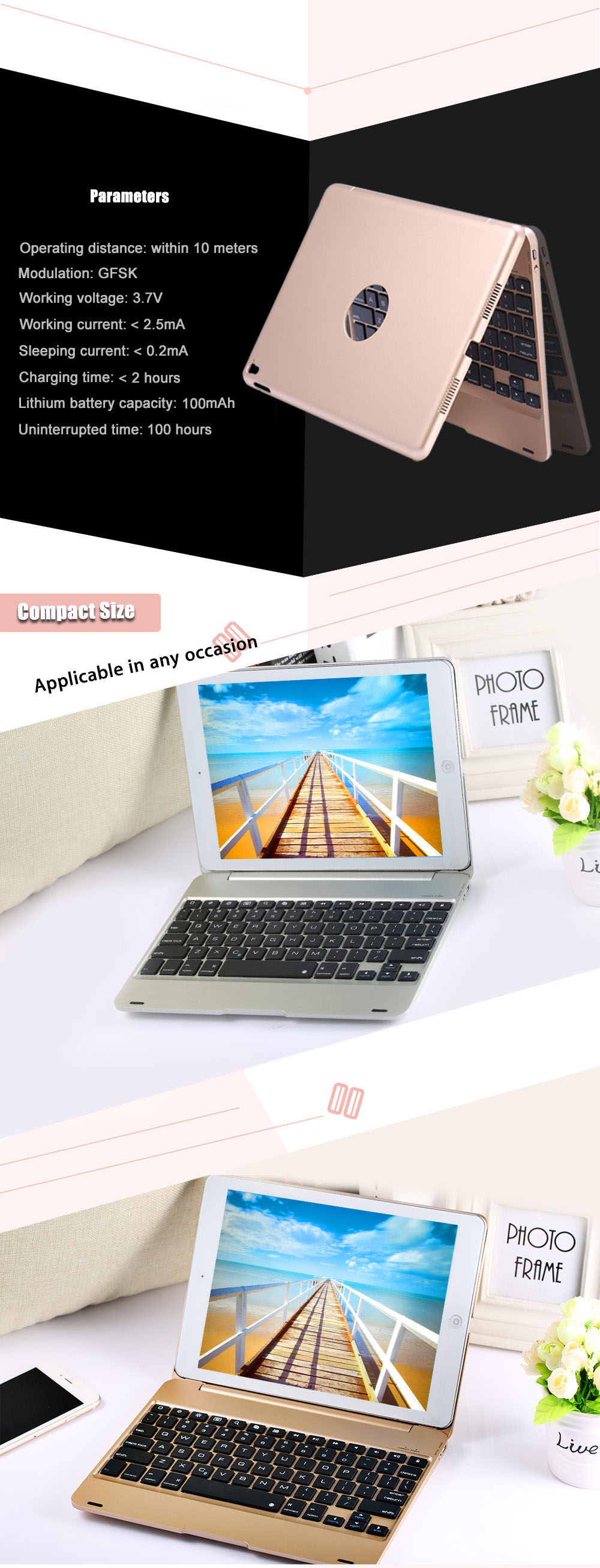 Wireless Bluetooth 3.0 ABS Keyboard Plastic Protective Case for iPad Air 2 / Pro 9.7 inch Wireless Bluetooth 3.0 ABS Keyboard Plastic Protective Case for iPad Air 2 / Pro 9.7 inch