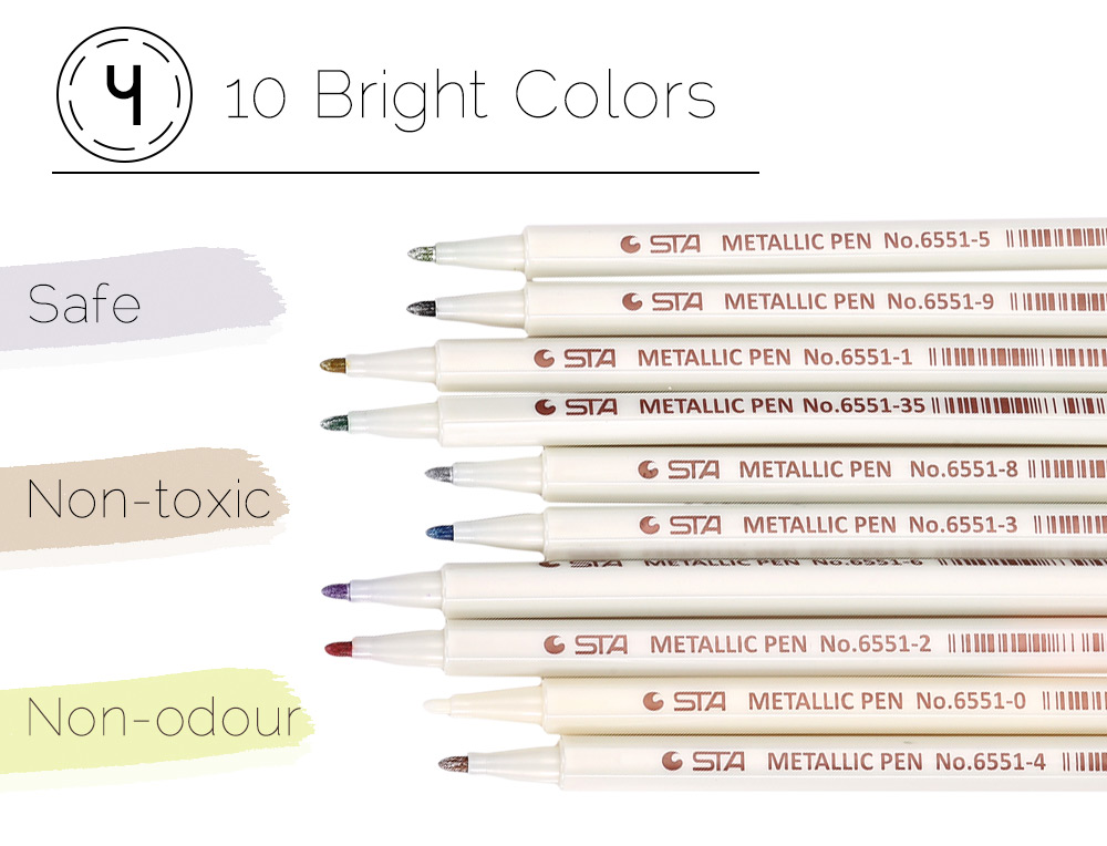 STA 10 Colors Metallic Pen Mark Painting Office Tackle STA 10 Colors Metallic Pen Mark Painting Office Tackle