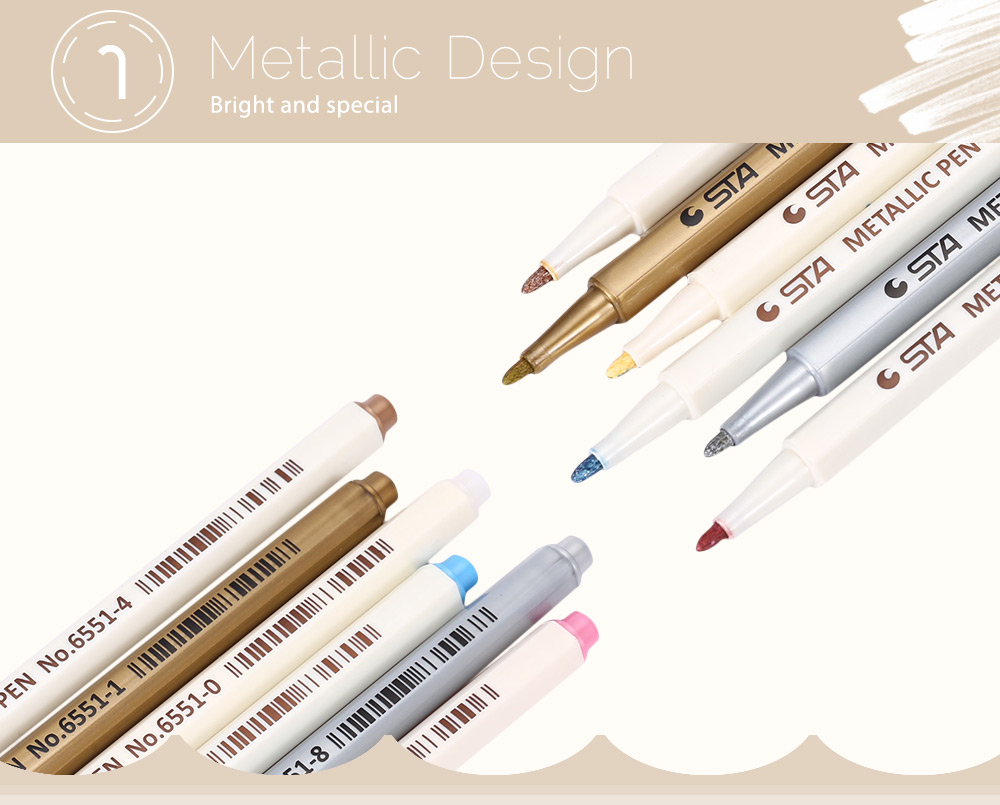 STA 6 Colors Metallic Pen Mark Painting Office Drawing Tackle STA 6 Colors Metallic Pen Mark Painting Office Drawing Tackle