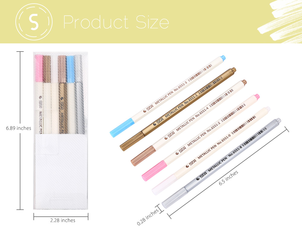 STA 6 Colors Metallic Pen Mark Painting Office Drawing Tackle STA 6 Colors Metallic Pen Mark Painting Office Drawing Tackle