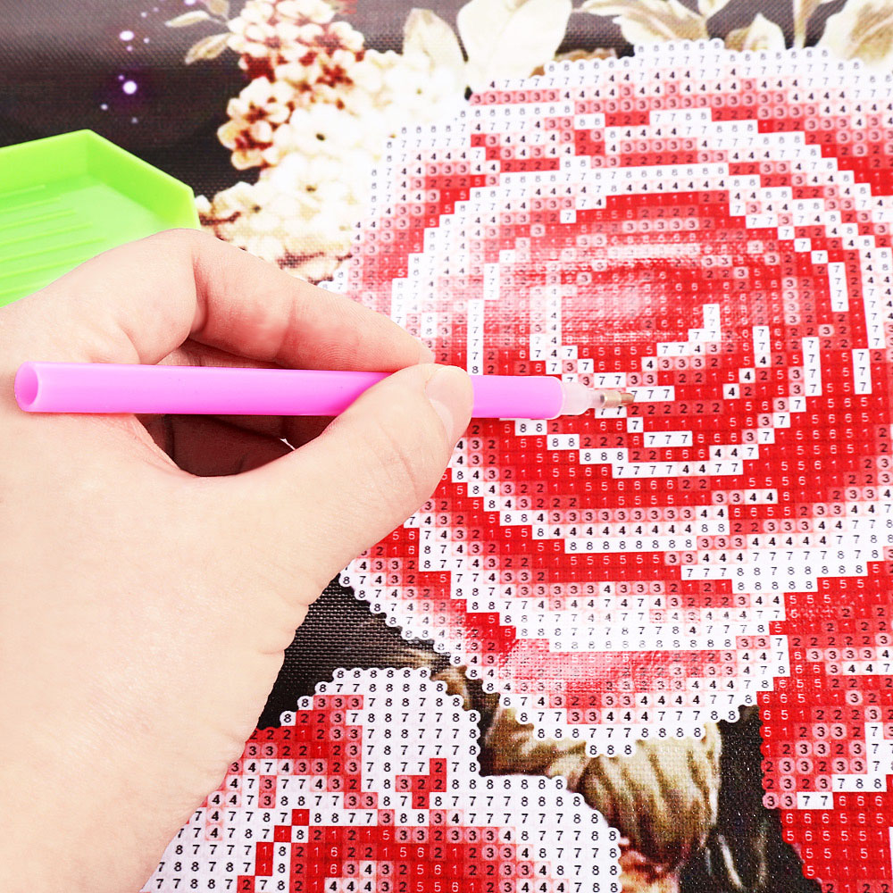 35 x 35cm Rose Flower Drilled Needlework DIY Diamond Painting Cross Stitch Home Decoration