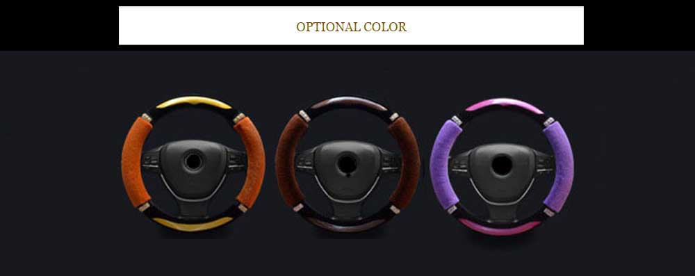 Fashionable Rhinestone-studded Candy Color Car Steering Wheel Cover for Women
