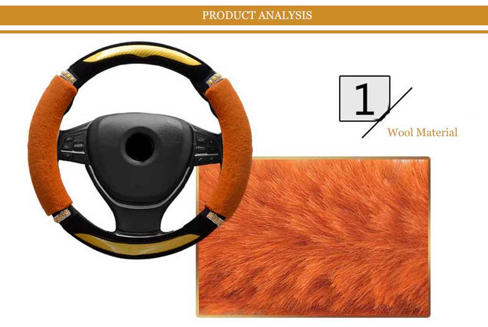 Fashionable Rhinestone-studded Candy Color Car Steering Wheel Cover for Women