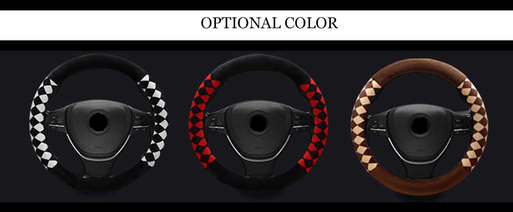 Casual Winter Rhombus Design Warm Car Steering Wheel Cover