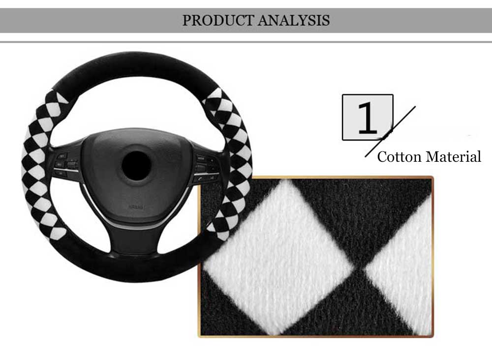 Casual Winter Rhombus Design Warm Car Steering Wheel Cover