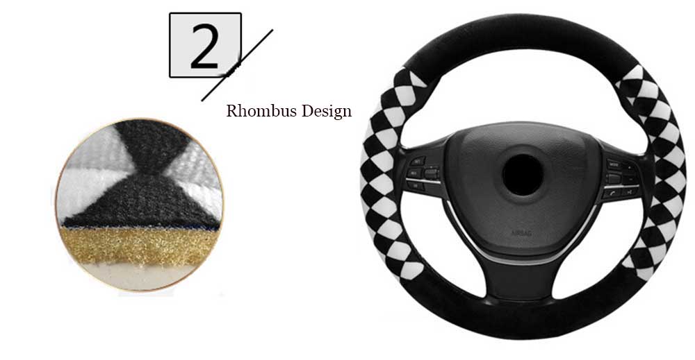 Casual Winter Rhombus Design Warm Car Steering Wheel Cover