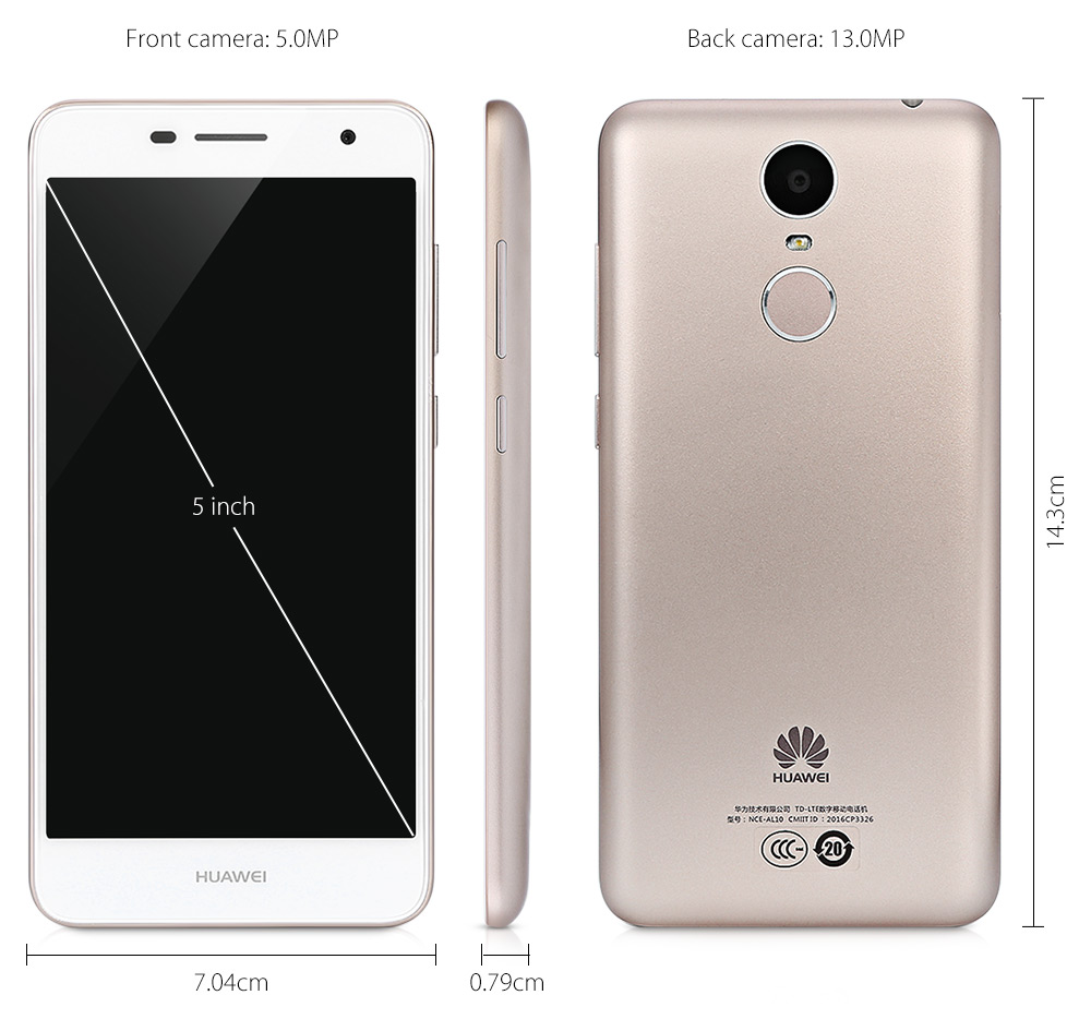 HUAWEI Enjoy 6 ( NCE-AL00 ) 5.0 inch Android 6.0 AMOLED Screen 4G Smartphone MT6750 Octa Core 1.5GHz 3GB RAM 16GB ROM 13.0MP Rear Camera Fingerprint Sensor