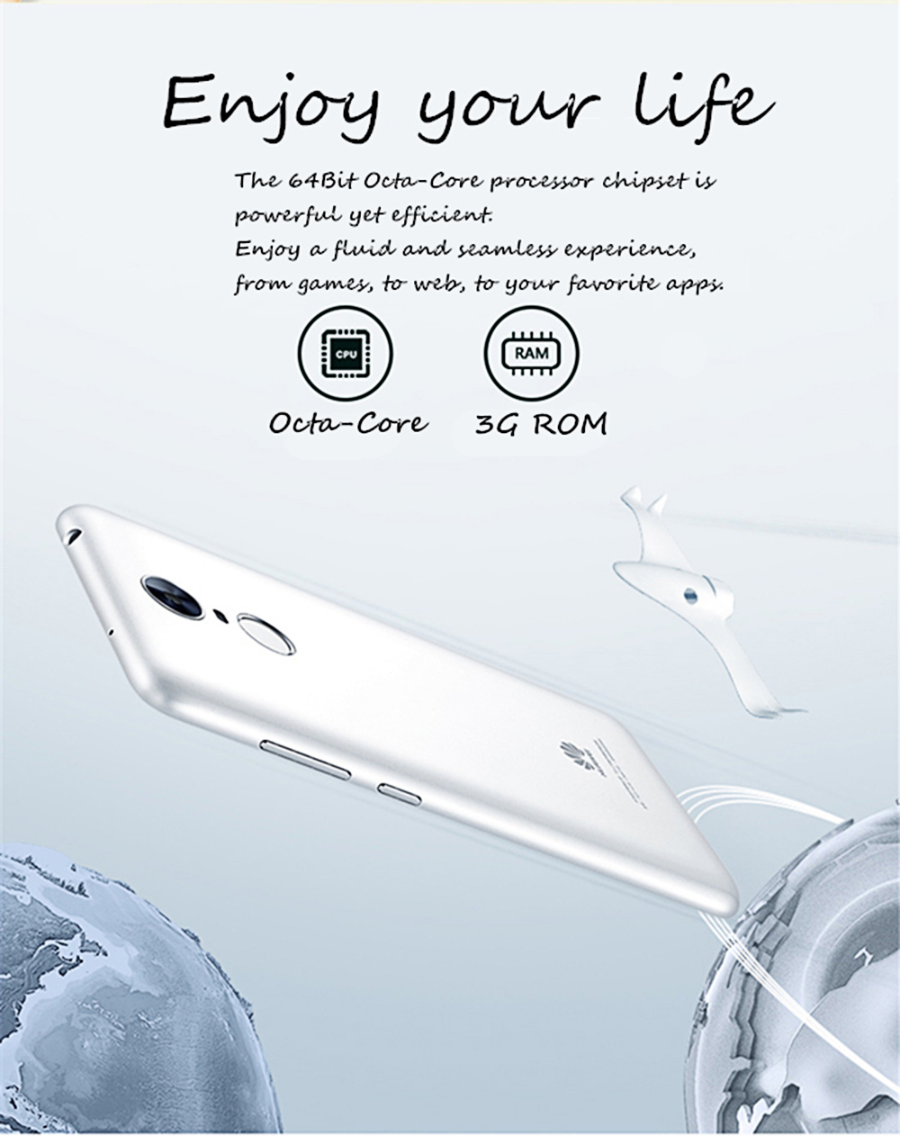 HUAWEI Enjoy 6 ( NCE-AL00 ) 5.0 inch Android 6.0 AMOLED Screen 4G Smartphone MT6750 Octa Core 1.5GHz 3GB RAM 16GB ROM 13.0MP Rear Camera Fingerprint Sensor