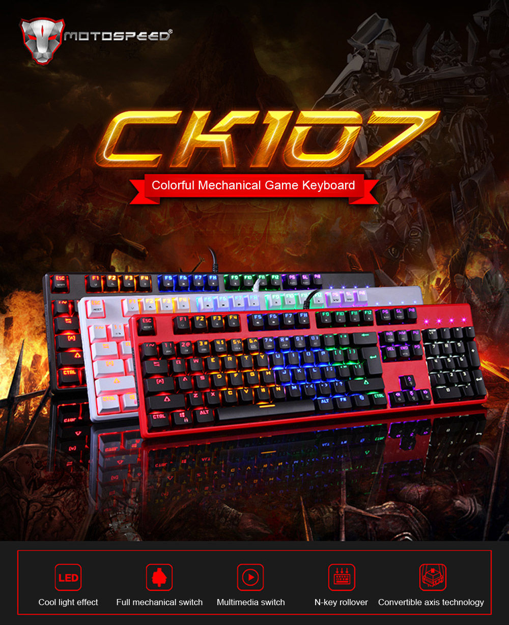 Motospeed CK107 Mechanical Keyboard with LED Backlit Motospeed CK107 Mechanical Keyboard with LED Backlit