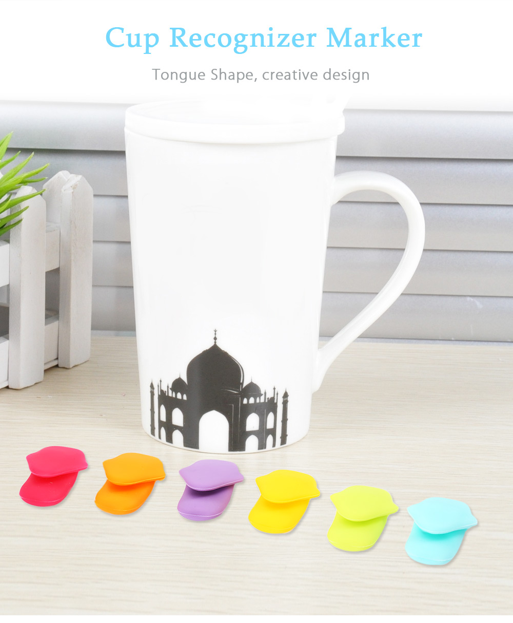 6pcs Silicone Tongue Shape Tea Bag Holder Cup Mug Recognizer Marker