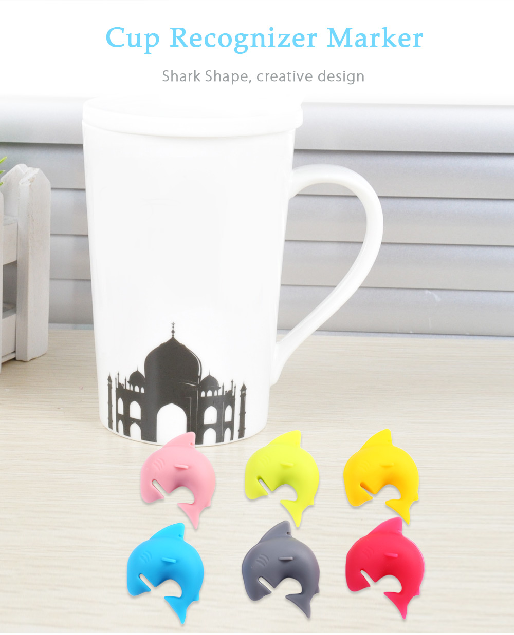 6pcs Silicone Shark Shape Tea Bag Holder Cup Mug Recognizer Marker 6pcs Silicone Shark Shape Tea Bag Holder Cup Mug Recognizer Marker