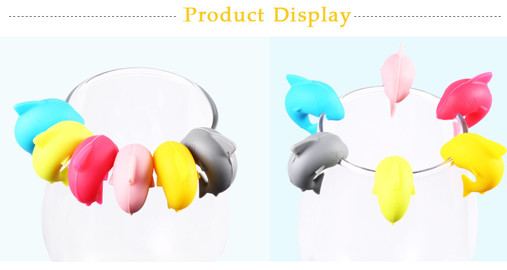 6pcs Silicone Shark Shape Tea Bag Holder Cup Mug Recognizer Marker 6pcs Silicone Shark Shape Tea Bag Holder Cup Mug Recognizer Marker