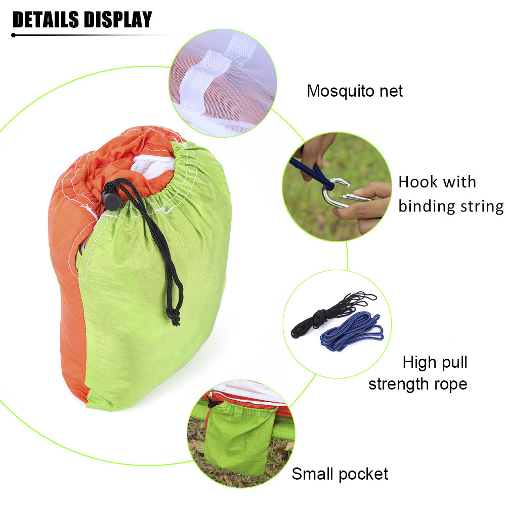260 x 140CM Portable Two People Parachute Fabric Mosquito Net Hammock for Indoor Outdoor Use 260 x 140CM Portable Two People Parachute Fabric Mosquito Net Hammock for Indoor Outdoor Use