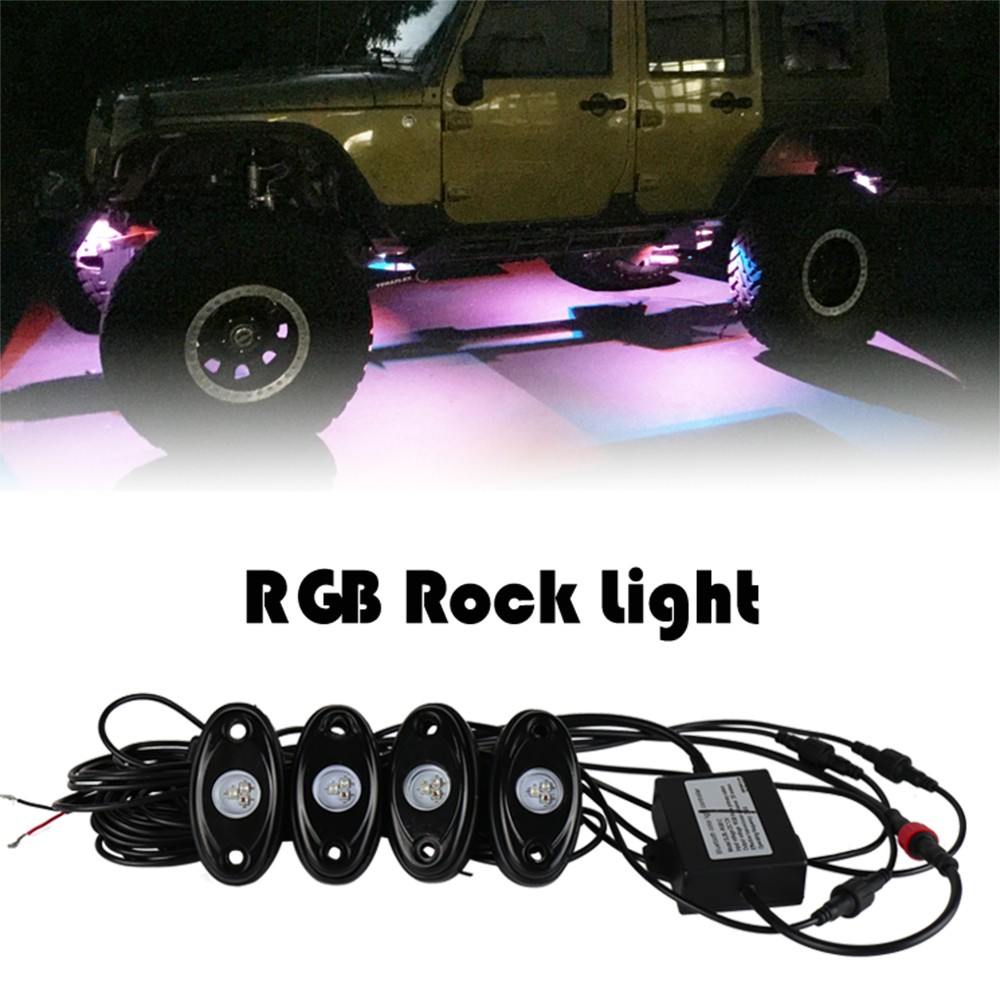 4pcs Universal RGB Rock Light Motorcycle Automobile Decorative Body Lighting Atmosphere Lamps