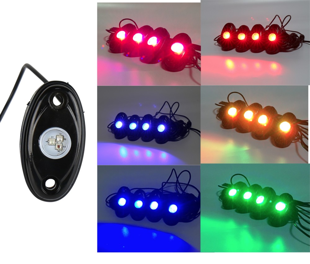 4pcs Universal RGB Rock Light Motorcycle Automobile Decorative Body Lighting Atmosphere Lamps