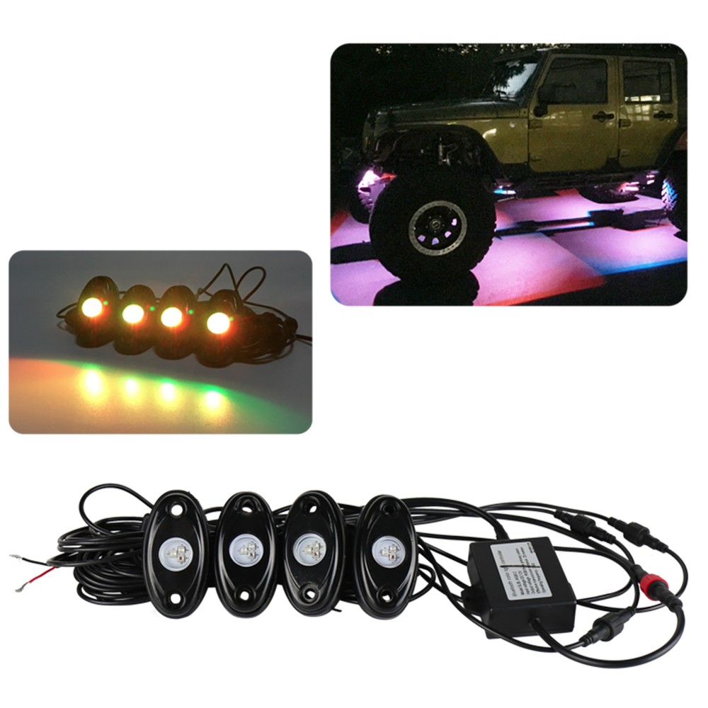 4pcs Universal RGB Rock Light Motorcycle Automobile Decorative Body Lighting Atmosphere Lamps