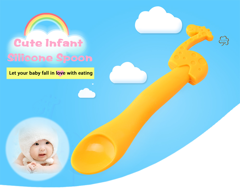 Infant Baby Lovely Silicone Spoon Soft Animal Design Feeding Scoop Infant Baby Lovely Silicone Spoon Soft Animal Design Feeding Scoop