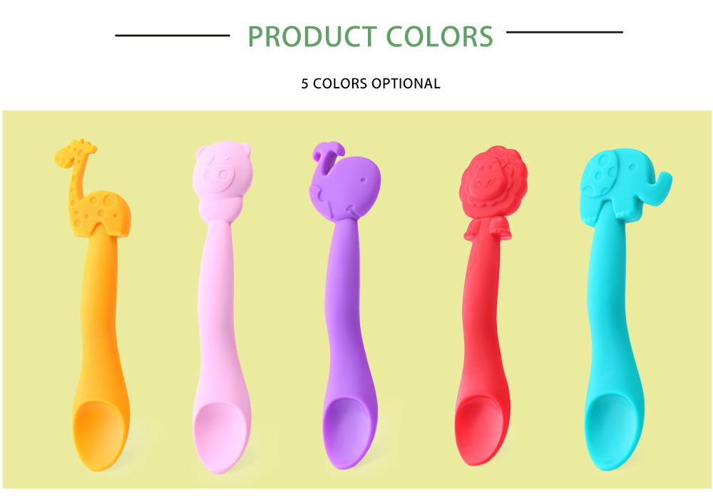 Infant Baby Lovely Silicone Spoon Soft Animal Design Feeding Scoop Infant Baby Lovely Silicone Spoon Soft Animal Design Feeding Scoop