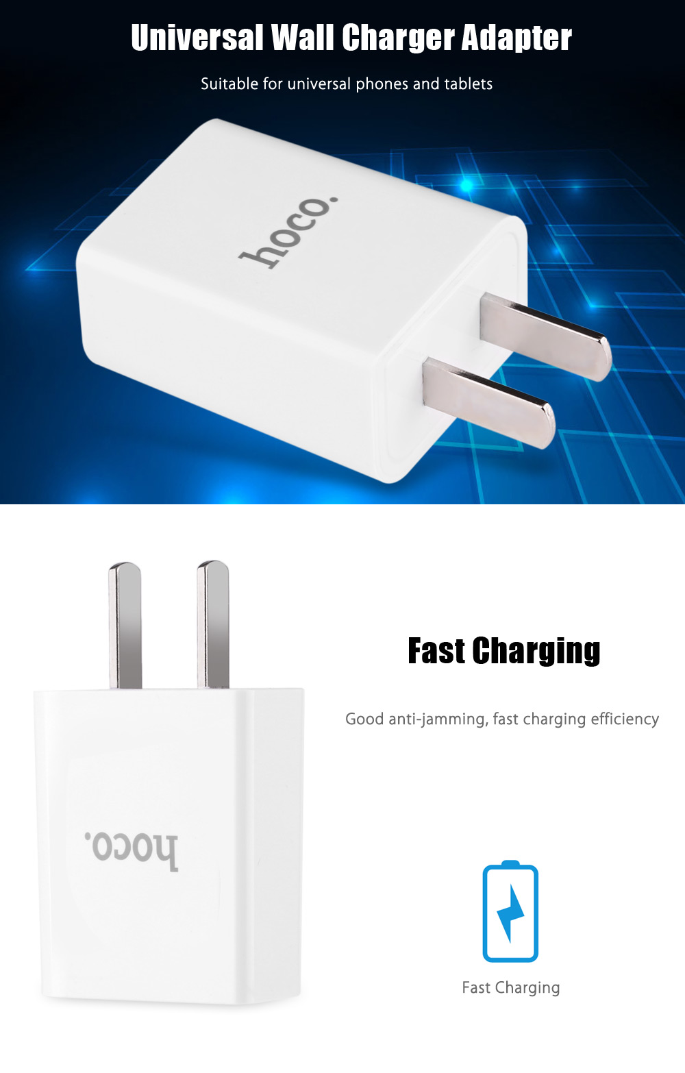 HOCO C10 Single USB Output Smart Charging Adapter HOCO C10 Single USB Output Smart Charging Adapter