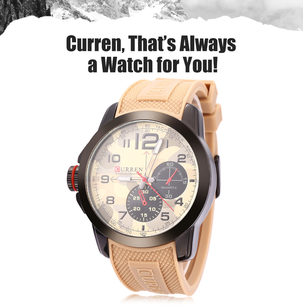 Curren 8182 Camouflage Dial Male Quartz Watch Silicone Band Men Wristwatch Curren 8182 Camouflage Dial Male Quartz Watch Silicone Band Men Wristwatch
