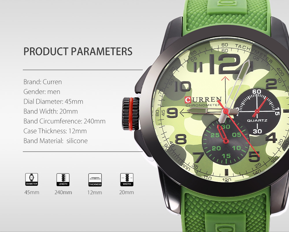 Curren 8182 Camouflage Dial Male Quartz Watch Silicone Band Men Wristwatch Curren 8182 Camouflage Dial Male Quartz Watch Silicone Band Men Wristwatch