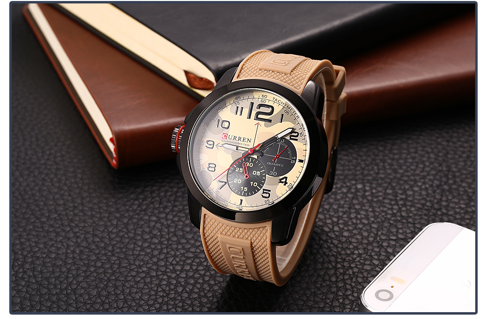 Curren 8182 Camouflage Dial Male Quartz Watch Silicone Band Men Wristwatch Curren 8182 Camouflage Dial Male Quartz Watch Silicone Band Men Wristwatch