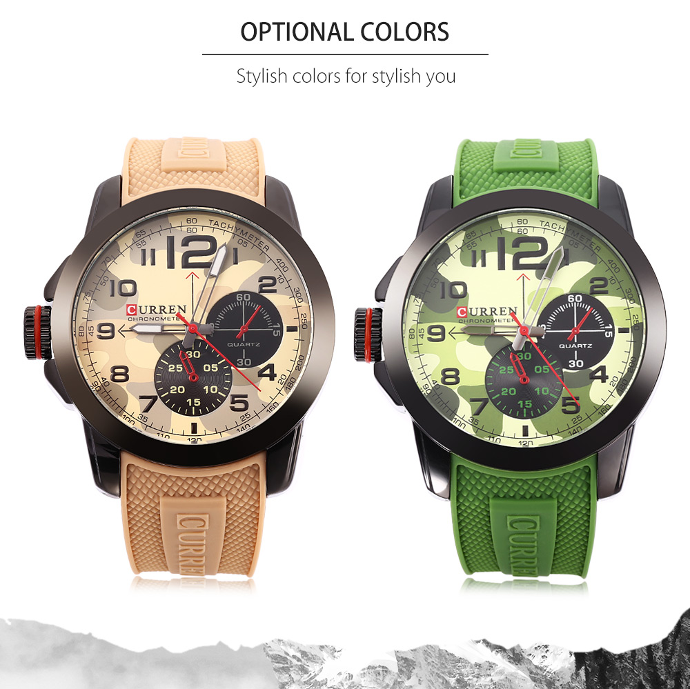 Curren 8182 Camouflage Dial Male Quartz Watch Silicone Band Men Wristwatch Curren 8182 Camouflage Dial Male Quartz Watch Silicone Band Men Wristwatch