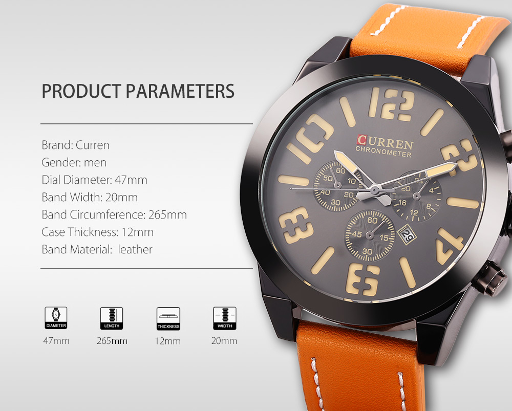 Curren 8198 Male Calendar Quartz Watch Leather Band Luminous Wristwatch for Men Curren 8198 Male Calendar Quartz Watch Leather Band Luminous Wristwatch for Men