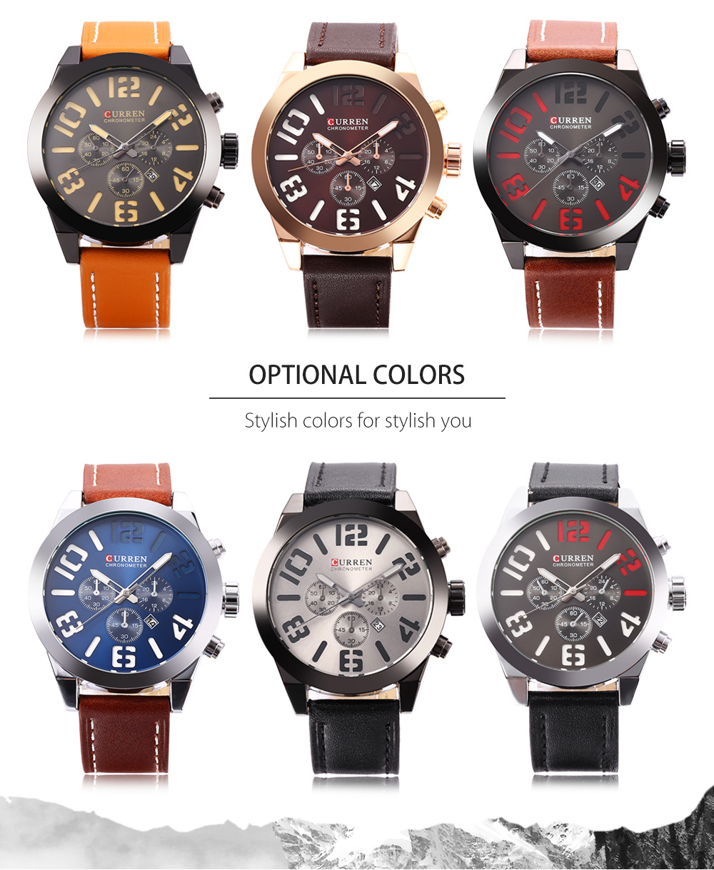 Curren 8198 Male Calendar Quartz Watch Leather Band Luminous Wristwatch for Men Curren 8198 Male Calendar Quartz Watch Leather Band Luminous Wristwatch for Men