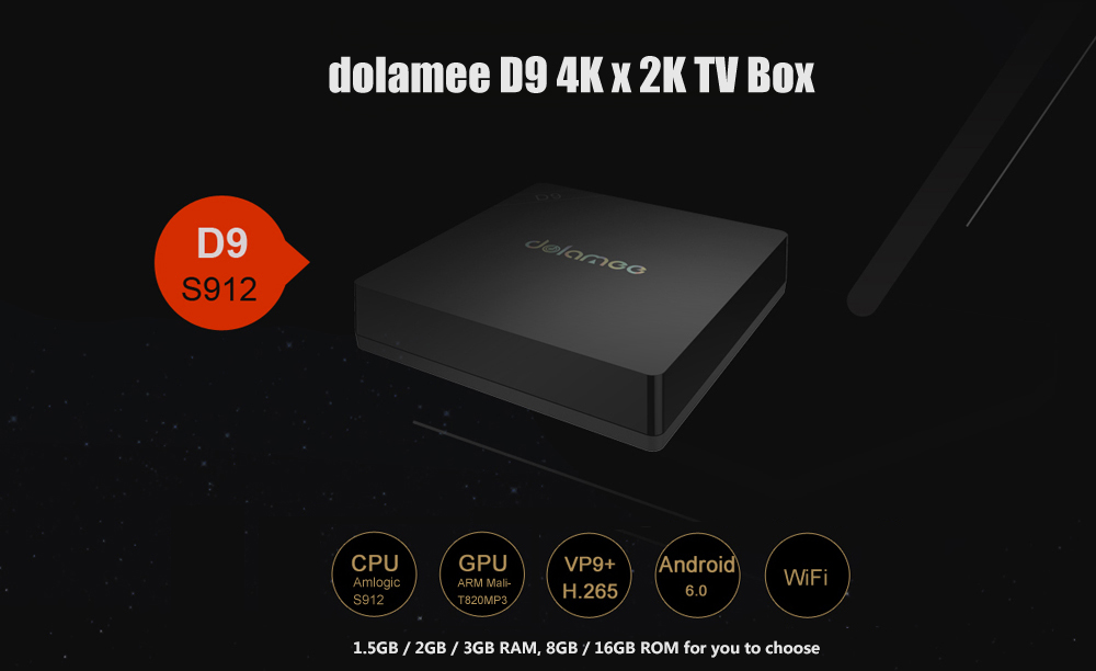 dolamee D9 4K x 2K TV Box with Amlogic S912 Octa-core CPU Android 6.0 with KODI 16.1 64bit dolamee D9 4K x 2K TV Box with Amlogic S912 Octa-core CPU Android 6.0 with KODI 16.1 64bit