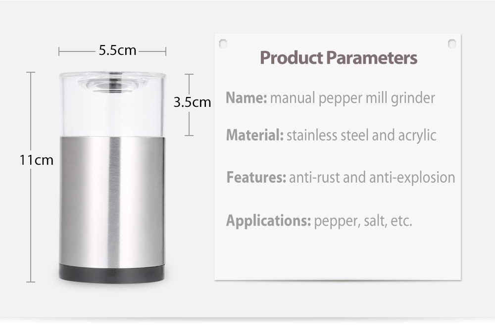 Portable Stainless Steel Manual Salt Pepper Mill Grinder Cooking Tool Portable Stainless Steel Manual Salt Pepper Mill Grinder Cooking Tool
