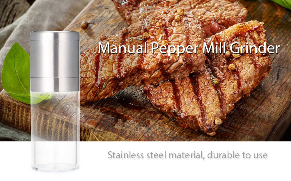 Portable Stainless Steel Manual Salt Pepper Mill Grinder Kitchen Tool