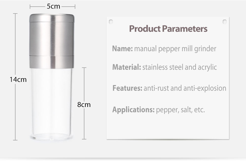 Portable Stainless Steel Manual Salt Pepper Mill Grinder Kitchen Tool Portable Stainless Steel Manual Salt Pepper Mill Grinder Kitchen Tool