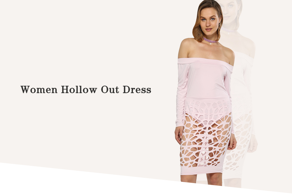 Sexy Off The Shoulder Hollow Out Women Sheath Dress