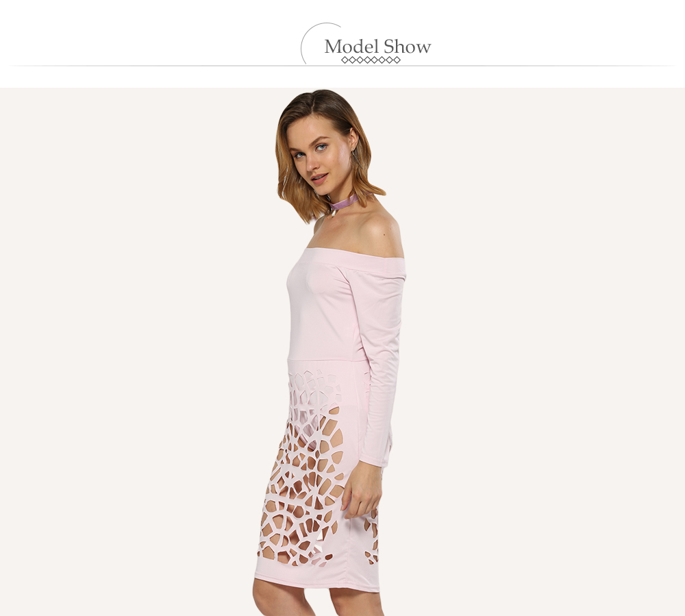 Sexy Off The Shoulder Hollow Out Women Sheath Dress