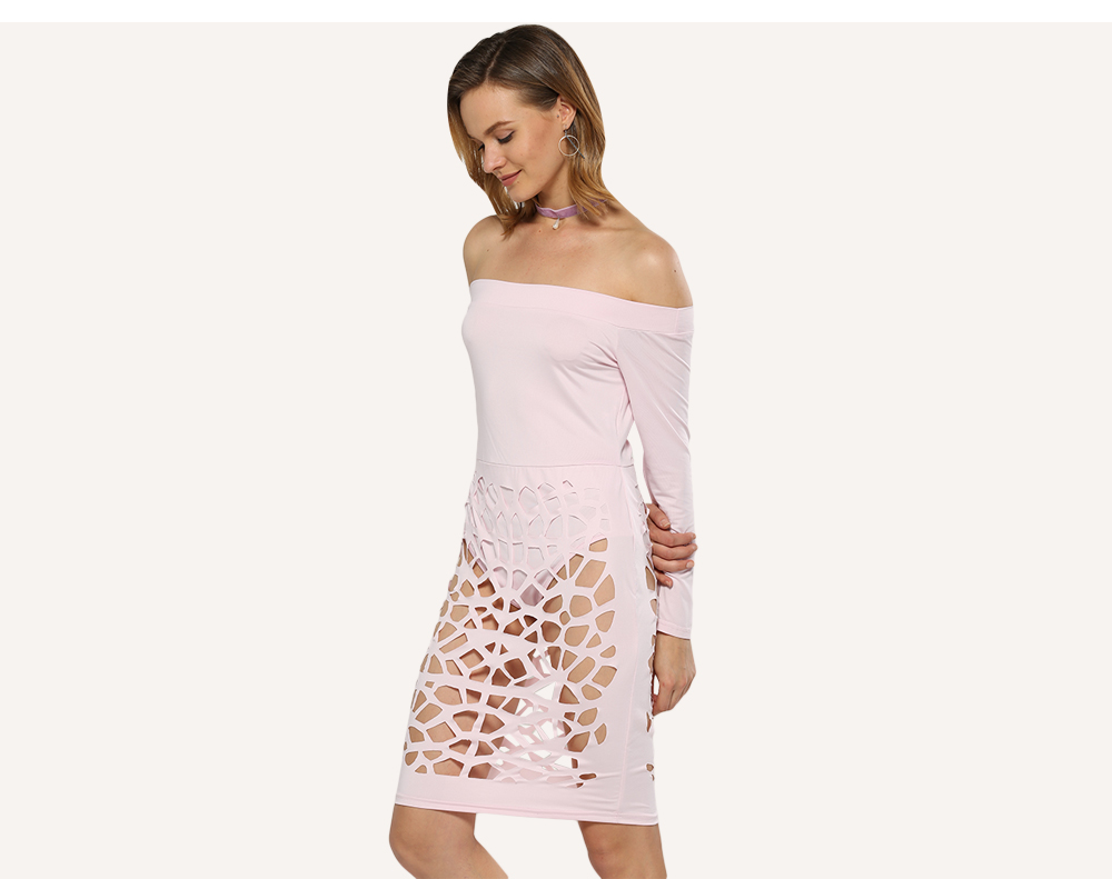 Sexy Off The Shoulder Hollow Out Women Sheath Dress