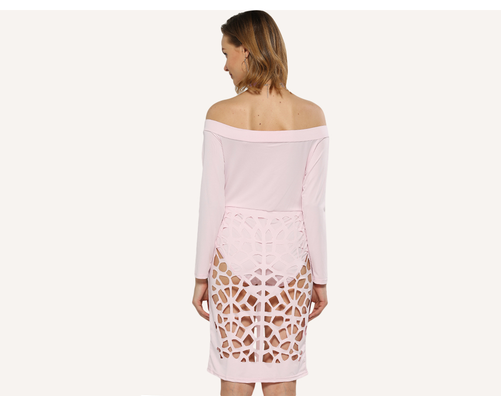 Sexy Off The Shoulder Hollow Out Women Sheath Dress