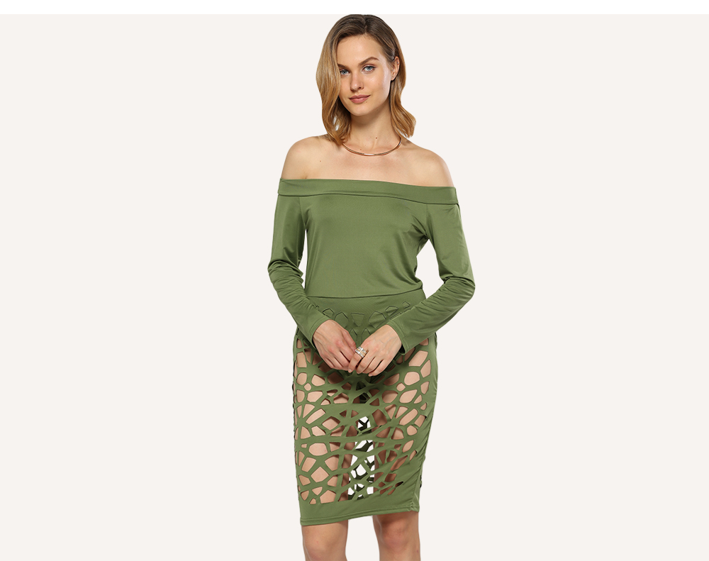 Sexy Off The Shoulder Hollow Out Women Sheath Dress