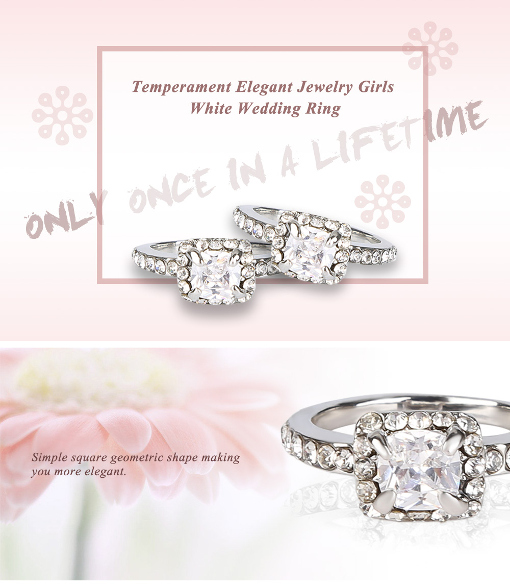 Fashion Show Temperament Elegant Jewelry Girls White Sapphire Silver Filled Wedding Ring