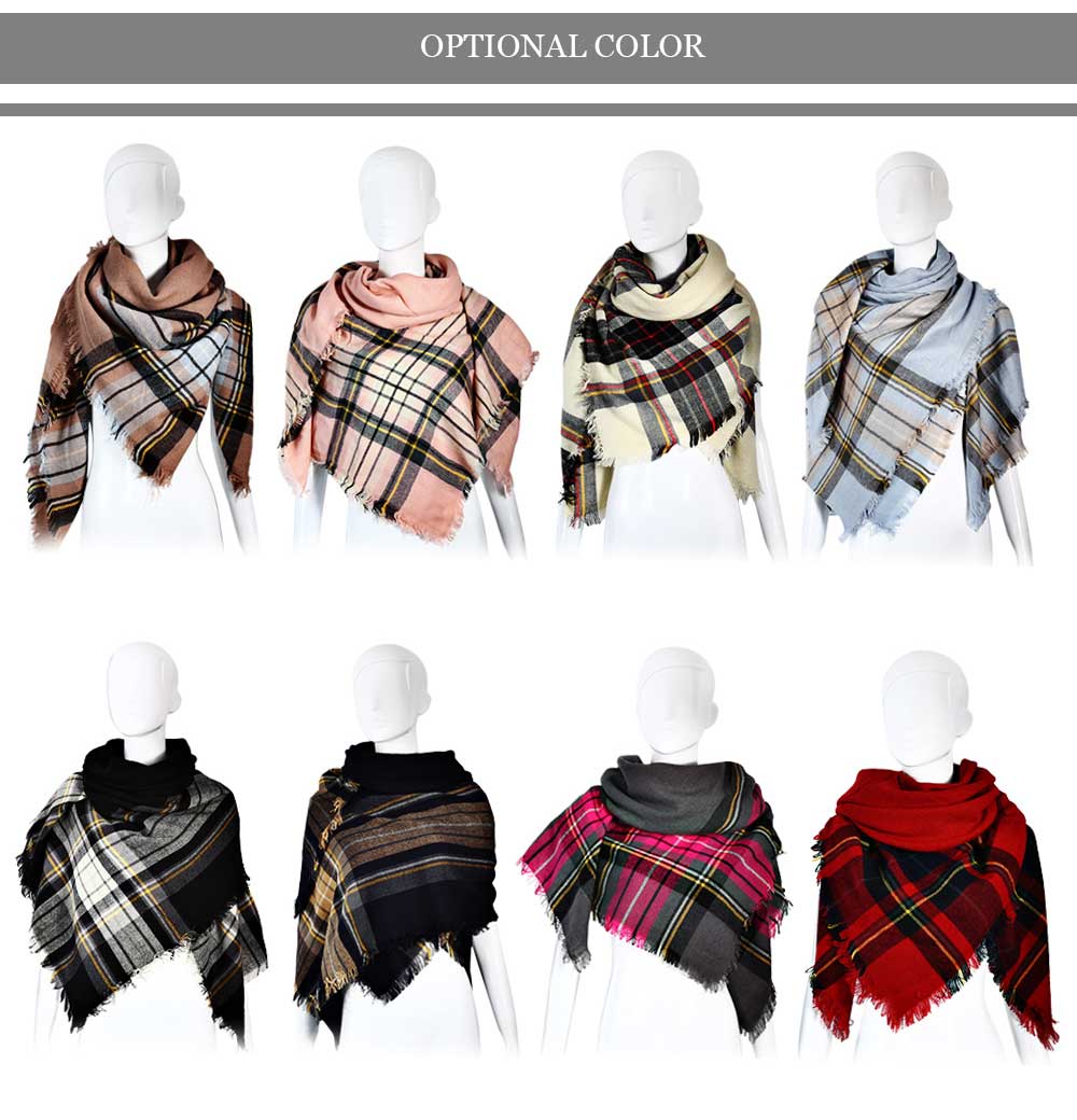 Casual Grid Design Women Warm Scarf