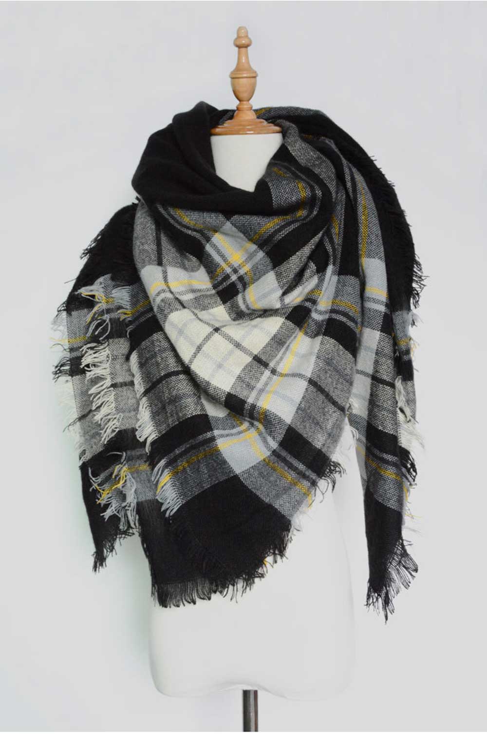 Casual Grid Design Women Warm Scarf
