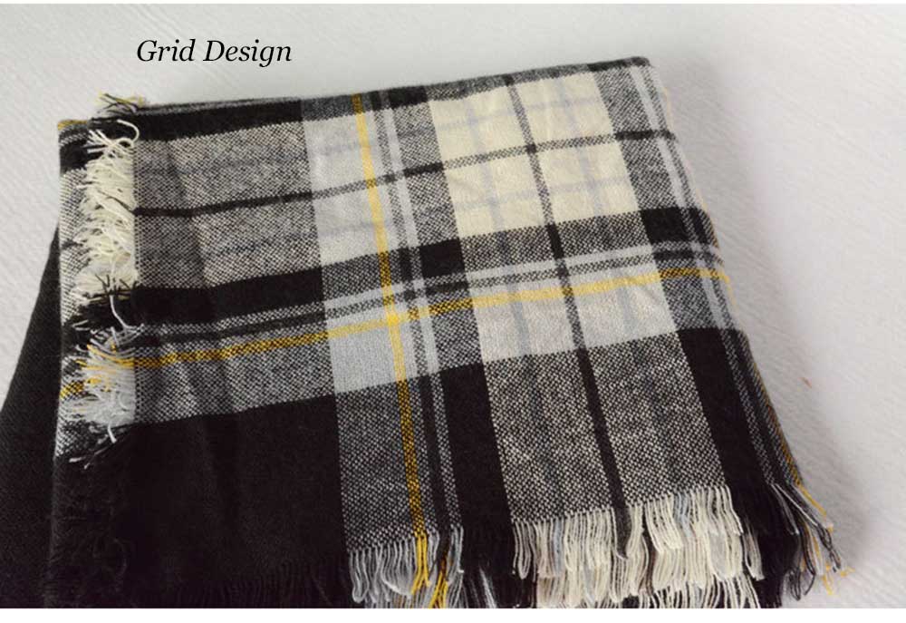 Casual Grid Design Women Warm Scarf