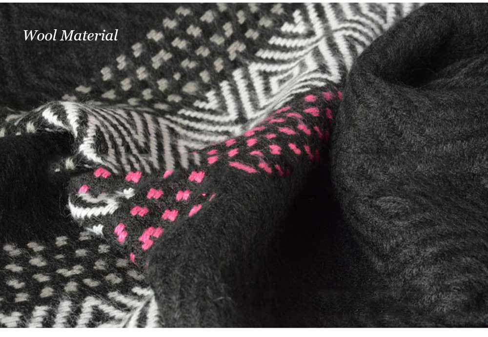 Oversize Casual Dual Use Pattern Print Tassel Warm Scarf for Women