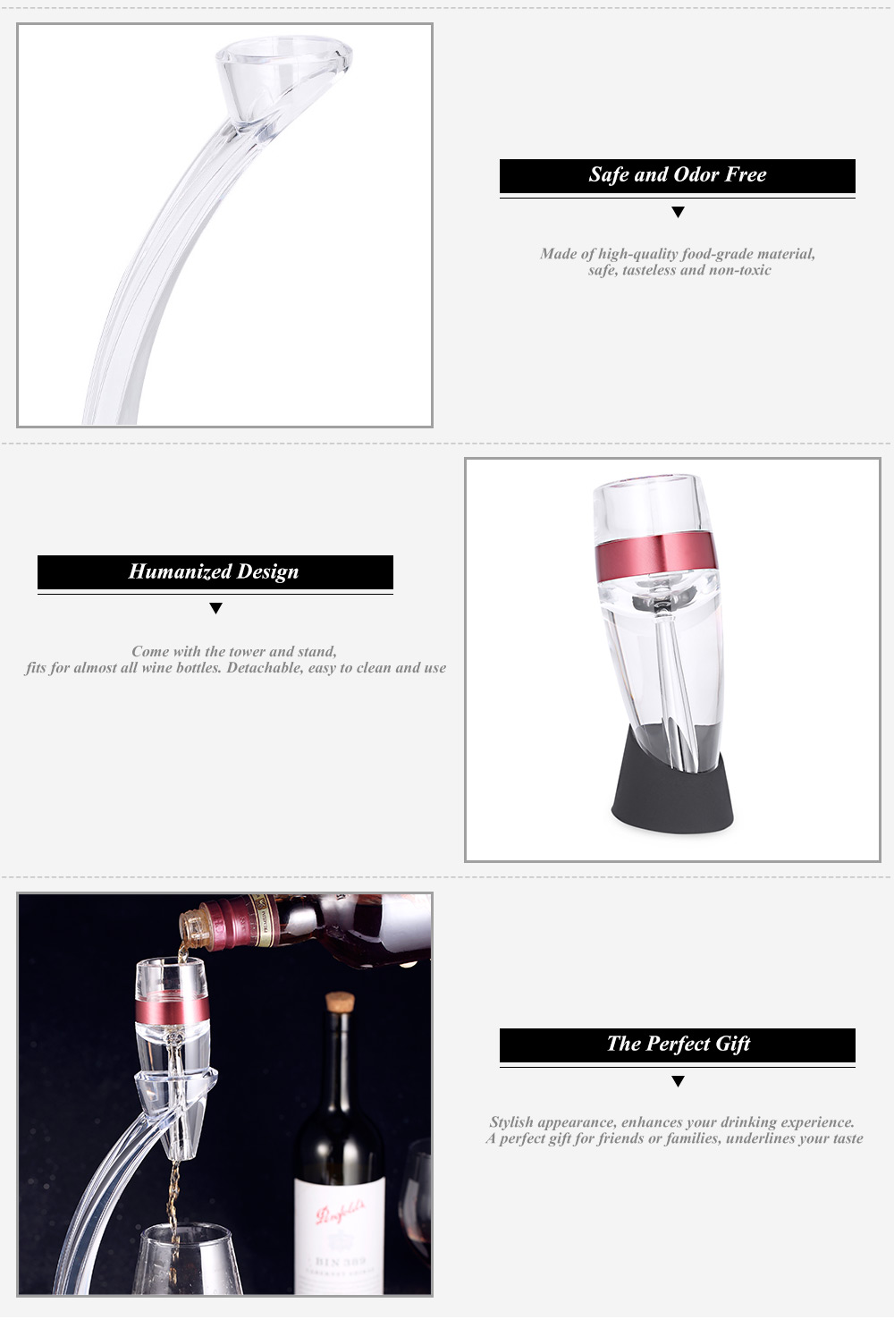 Red Wine Decanter Detachable Acrylic Aerator Set with Stand Red Wine Decanter Detachable Acrylic Aerator Set with Stand