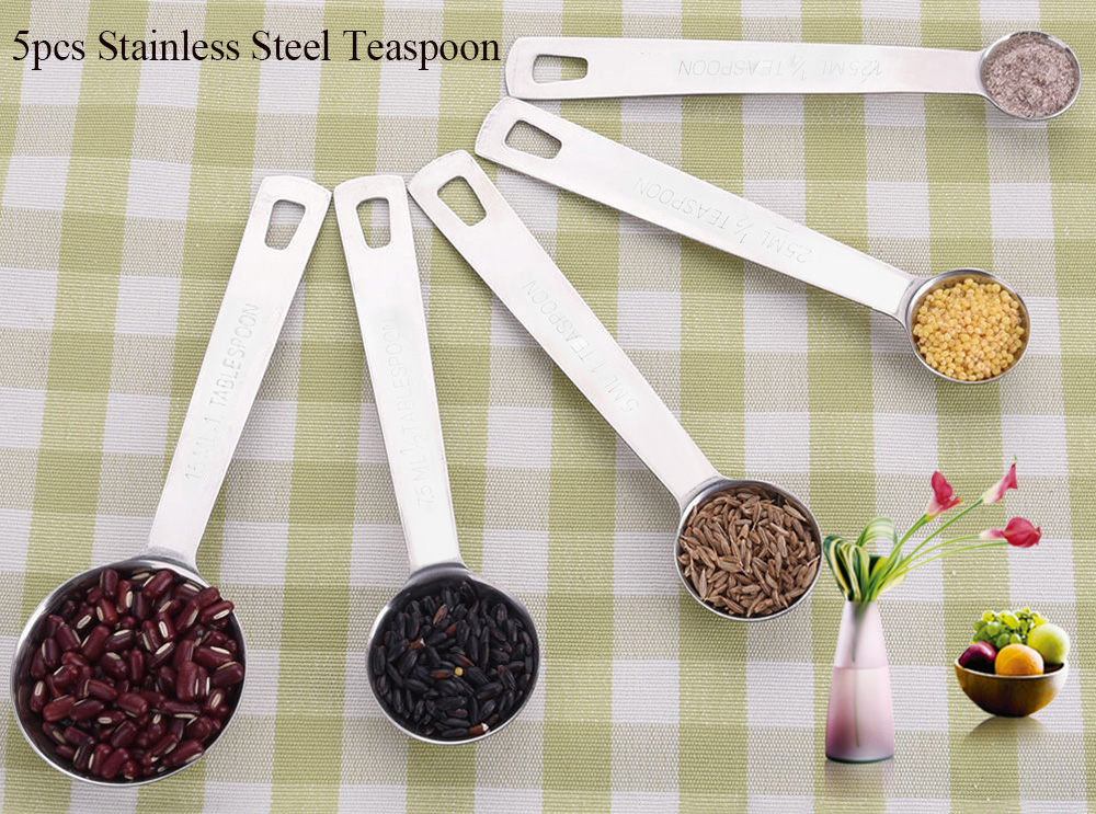 5pcs Stainless Steel Measuring Teaspoon Baking Tool