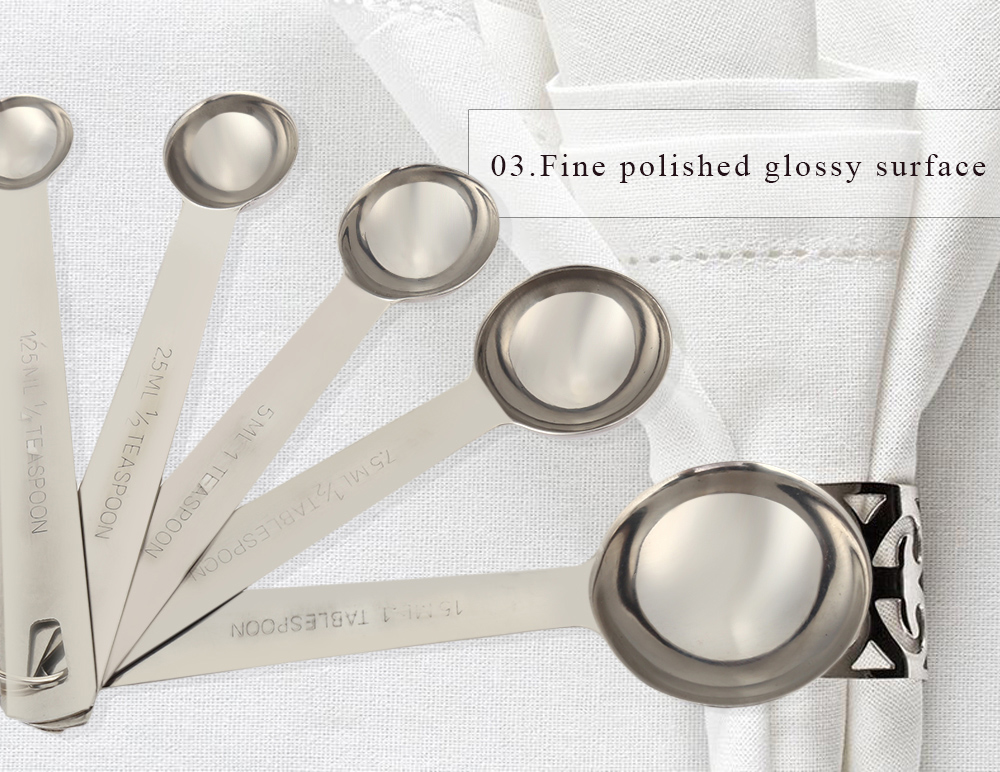 5pcs Stainless Steel Measuring Teaspoon Baking Tool 5pcs Stainless Steel Measuring Teaspoon Baking Tool