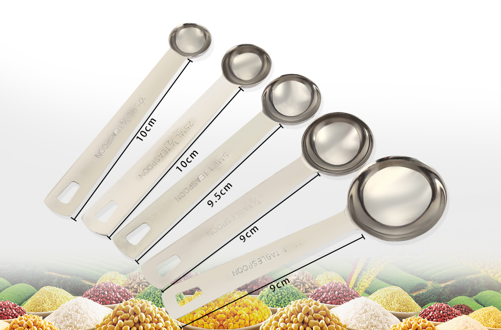 5pcs Stainless Steel Measuring Teaspoon Baking Tool 5pcs Stainless Steel Measuring Teaspoon Baking Tool